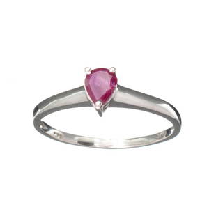 APP: 0.5k Fine Jewelry 0.25CT Pear Cut Ruby And Sterling Silver Ring: Gov. File: H-15143 Fine Jewelry 0.25CT Pear Cut Ruby And Sterling Silver Ring Retail Replacement Value: $0.5K Asset Type: Sterling Silver Ring Shipping: $19.95