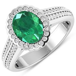 APP: 10.2k Gorgeous 14K White Gold 1.41CT Oval Cut Zambian Emerald and White Diamond Ring - Great: Gov. File: H-71159 Gorgeous 14K White Gold 1.41CT Oval Cut Zambian Emerald and White Diamond Ring - Great Investment - (Vault_Q) (QR24206WD-14KW-SM-ZE) Retail Replacement Value: $10.2K Asset