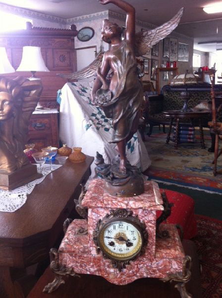 Marble & Bronze French Clock Set w/Candelabra: Marble & Bronze French Clock Set w/Candelabra-Thank you for viewing this Item. We hope that you are successful in your bidding. For over 30 years we have given the best possible custo