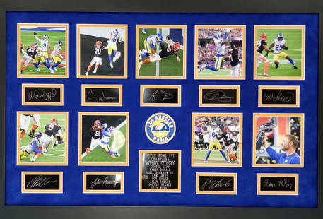 Rare Los Angeles Rams Super Bowl LVI Champions Museum Framed Collage - Plate Signed: Gov. File: M-29414 Rare Los Angeles Rams Super Bowl LVI Champions Museum Framed Collage - Plate Signed Asset Type: Collectable Shipping: $39.95. Item may be pick up only, or require additional