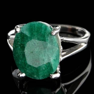 Fine Jewelry Designer Sebastian 5.50CT Oval Cut Green Beryl Emerald and Sterling Silver Ring: Gov. File: K-02547 Fine Jewelry Designer Sebastian 5.50CT Oval Cut Green Beryl Emerald and Sterling Silver Ring Retail Replacement Value:$0.4K Asset Type: Sterling Silver Ring Shipping: $19.95