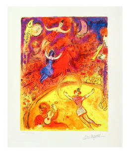 MARC CHAGALL Circus, CXLII of CCLXXV: Gov. File: P-10327 Marc Chagall MARC CHAGALL: Circus 12 inches X 10 inches (Unframed) Asset Type: Marc Chagall Print Shipping: $24.95