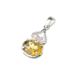 APP: 0.4k Fine Jewelry 2.00CT Oval Cut Citrine And White Sapphire Sterling Silver Pendant: Gov. File: H-17050 Fine Jewelry 2.00CT Oval Cut Citrine And White Sapphire Sterling Silver Pendant Retail Replacement Value: $0.4K Asset Type: Sterling Silver Pendant Shipping: $19.95