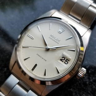 *Rolex Vintage Precision Oysterdate 1954 Manual Mens Stainless Watch -P-: Gov. File: H-57720 *Rolex Vintage Precision Oysterdate 1954 Manual Mens Stainless Watch -P- Asset Type: ROLEX Watch Shipping: $19.95