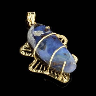 APP: 5.2k 14KT. Gold, Multi-Colored Fine Boulder Opal And Diamond Pendant: Gov. File: 93397 14KT. Gold, Multi-Colored Fine Boulder Opal And Diamond Pendant Retail Replacement Value: $5.2K Asset Type: 14KT. Pendant Shipping: $19.95