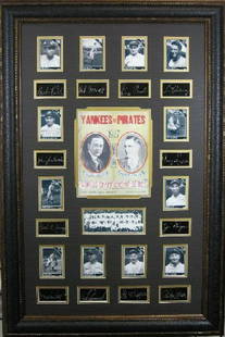 *Rare 1927 Yankees Vs. Pirates World Championship Series Museum Framed Collage - Plate Signed: Gov. File: M-18573 *Rare 1927 Yankees Vs. Pirates World Championship Series Museum Framed Collage - Plate Signed Asset Type: Collectable Shipping: $39.95. Item may be pick up only, or require