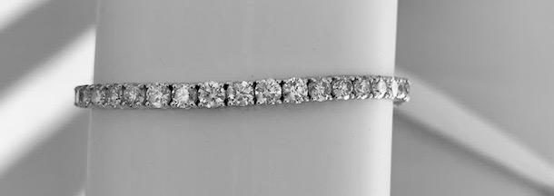 APP: 37.6k *Fine Jewelry 18KT. White Gold, 10.00CT Round Brilliant Cut Diamond Bracelet (VGN A-46): Gov. File: H-59665 *Fine Jewelry 18KT. White Gold, 10.00CT Round Brilliant Cut Diamond Bracelet (VGN A-46) Retail Replacement Value: $37.6K Asset Type: 18KT. Bracelet Shipping: $19.95