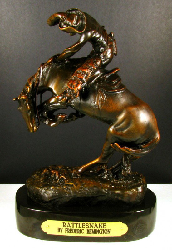Frederic Remington Bronze Reissue - Rattlesnake: Frederic Remington Reproduction - Rattlesnake - Bid with utmost confidence from GovernmentAuction.com. We have been in business for over 35 years, and pride ourselves on perfect customer service.