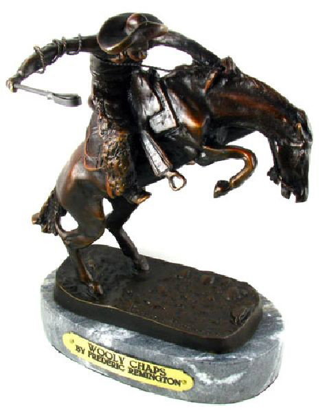 Frederic Remington Baby Bronze Reissue - Wooly Chaps: Frederic Remington Baby Bronze Reissue - Wooly Chaps - Bid with utmost confidence from GovernmentAuction.com. We have been in business for over 35 years, and pride ourselves on perfect customer servic