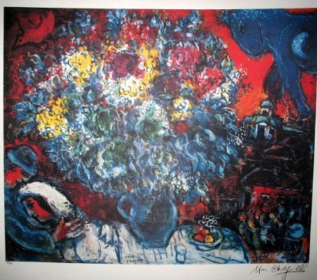 MARC CHAGALL Bouquet de Fleurs et Amants Print, Ltd Edn: MARC CHAGALL: Bouquet de Fleurs et Amants Print - Bid with utmost confidence from GovernmentAuction.com. We have been in business for over 35 years, and pride ourselves on perfect customer service.