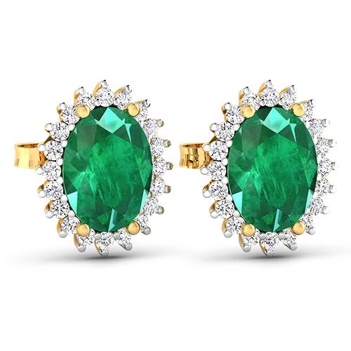 APP: 5.2k Gorgeous 14K Yellow Gold 1.92CT Oval Cut Zambian Emerald and White Diamond Earrings -: Gov. File: H-67650 Gorgeous 14K Yellow Gold 1.92CT Oval Cut Zambian Emerald and White Diamond Earrings - Great Investment - (Vault_Q) (QE6110WD-14KY-SM-ZE) Retail Replacement Value: $5.2K Asset Type: