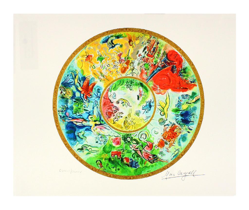 MARC CHAGALL Paris Opera Ceiling, CLXXV of CCLXXV: Gov. File: P-10499 Marc Chagall MARC CHAGALL: Paris Opera Ceiling 12 inches X 10 inches (Unframed)Asset Type: Marc Chagall PrintShipping: $24.95