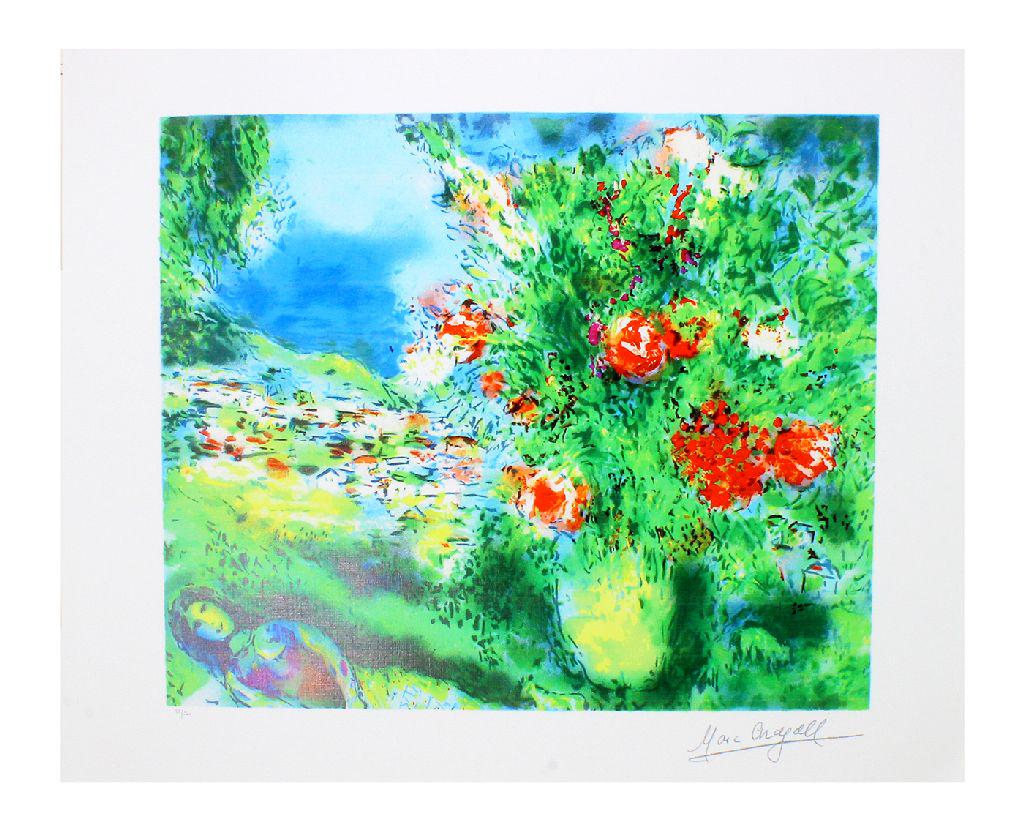 MARC CHAGALL Paysage Print, 24 of 500: Gov. File: P-08553 Marc Chagall MARC CHAGALL: Paysage Print 22 inches x 18.25 inches (Unframed)Asset Type: Marc Chagall PrintShipping: $24.95