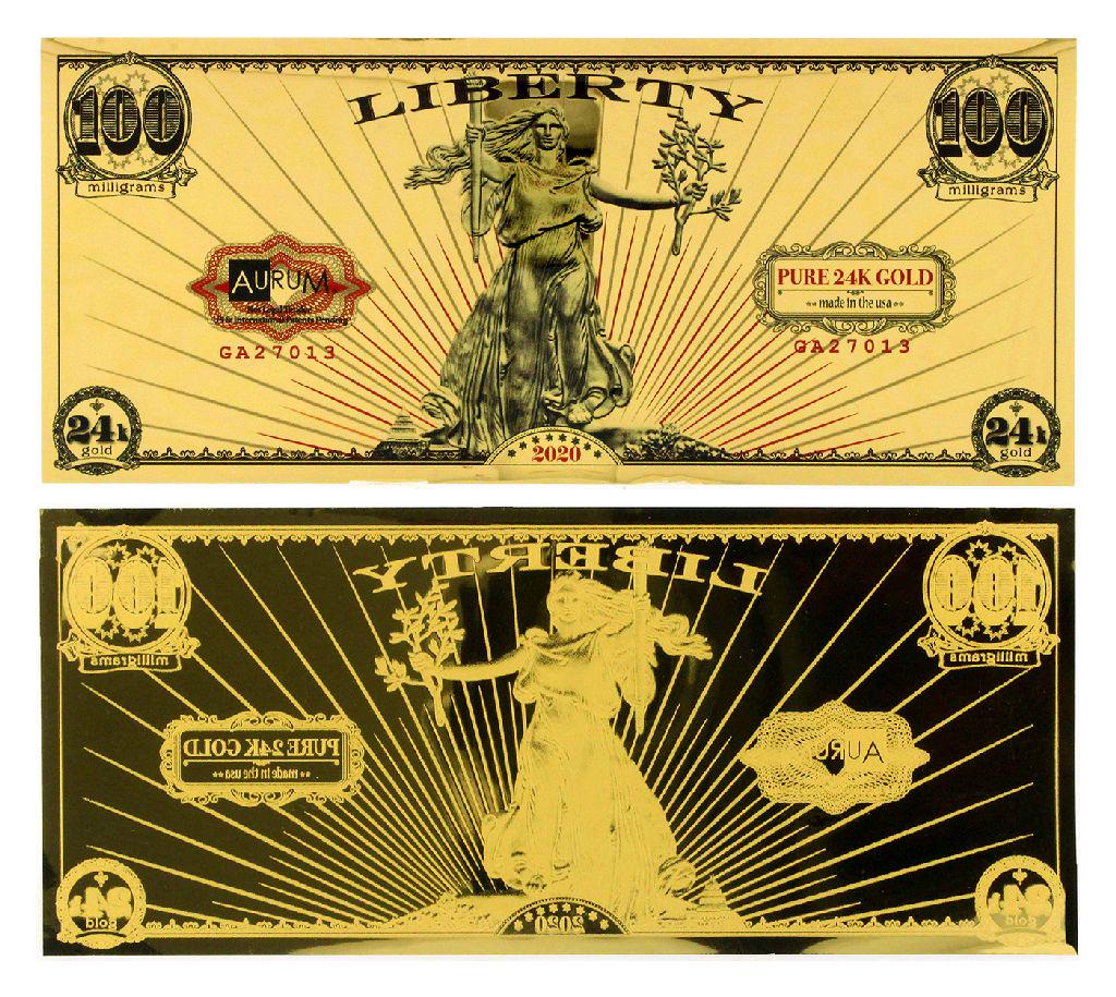2020 1/10 Gram Aurum Liberty Excellent 24K Gold Note - Great Investment -: Gov. File: C-82996 2020 1/10 Gram Aurum Liberty Excellent 24K Gold Note - Great Investment - Asset Type: Paper Money Shipping: $9.95