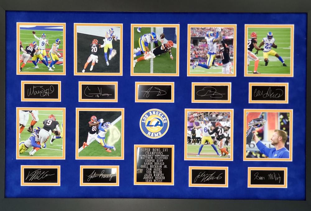 Rare Los Angeles Rams Super Bowl LVI Champions Museum Framed Collage - Plate Signed (Vault_BA): Gov. File: M-29426 Rare Los Angeles Rams Super Bowl LVI Champions Museum Framed Collage - Plate Signed Asset Type: CollectableShipping: $39.95. Item may be pick up only, or require additional shipping