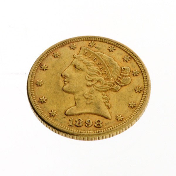 1898 U.S. $5 Liberty Head Gold Coin - Investment: 1898 U.S. $5 Liberty Head Gold Coin - Bid with utmost confidence from GovernmentAuction.com. We have been in business for over 35 years, and pride ourselves on perfect customer service.