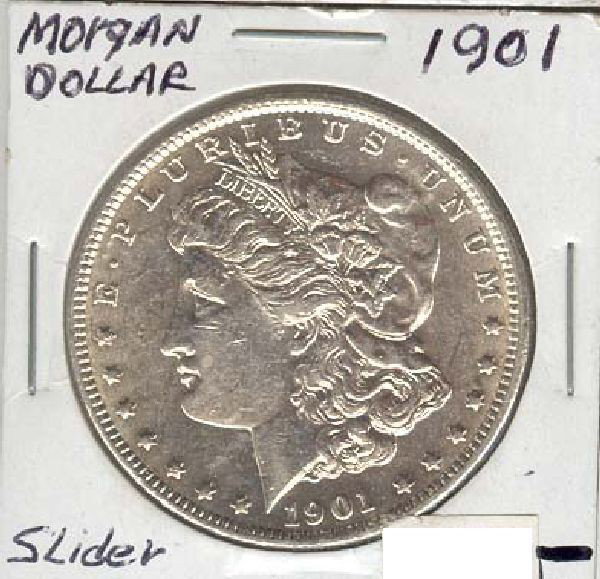 1901 Morgan Dollar AU-UNC Slider: 1901 Morgan Dollar AU-UNC Slider - Bid with utmost confidence from GovernmentAuction.com. We have been in business for over 35 years, and pride ourselves on perfect customer service.