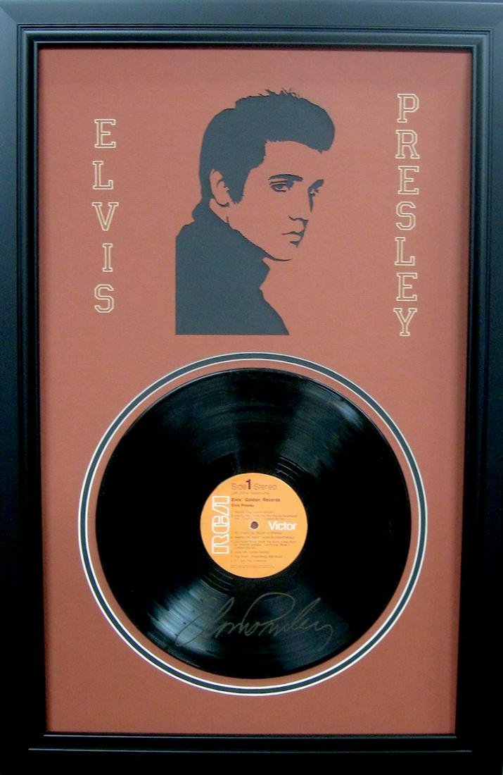 *Rare Elvis Presley Vinyl Record and Laser Cut Mat Museum Framed Collage - Plate Signed (Vault_BA): Gov. File: M-19466 *Rare Elvis Presley Vinyl Record and Laser Cut Mat Museum Framed Collage - Plate Signed Asset Type: CollectableShipping: $39.95. Item may be pick up only, or require additional ship