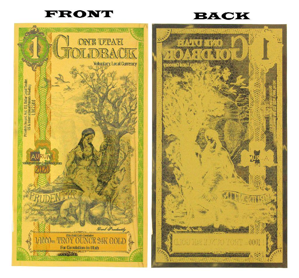 $1 Rare 24K 1/1000 Troy Ounce Gold Aurum Utah Goldback Note: Gov. File: C-82615 $1 Rare 24K 1/1000 Troy Ounce Gold Aurum Utah Goldback Note Asset Type: Paper Money Shipping: $9.95