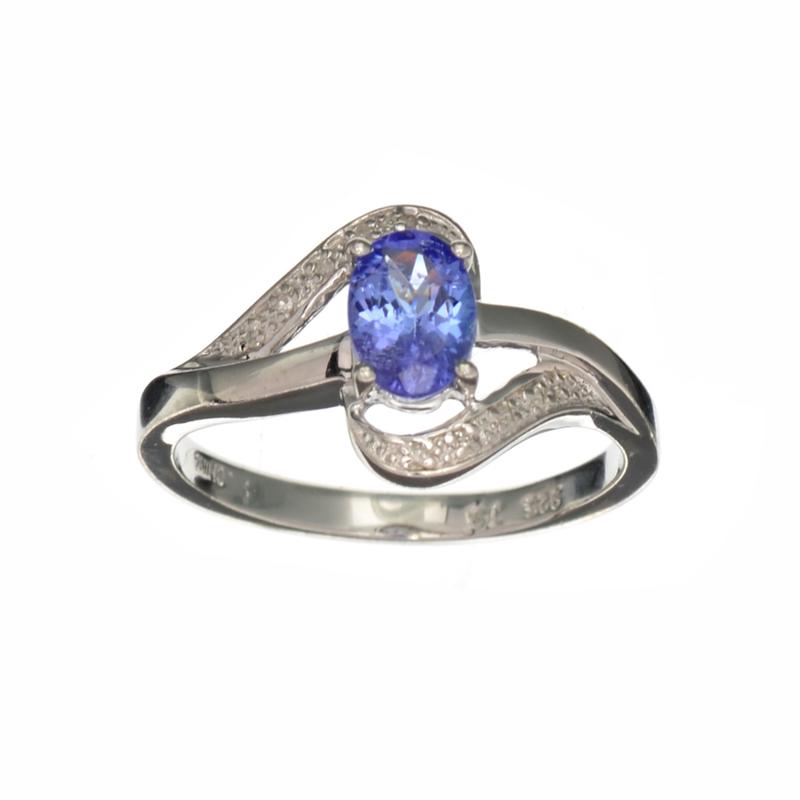 0.50CT Tanzanite And Diamond Platinum Over Sterling Silver Ring: Gov. File: H-10372 0.50CT Tanzanite And Diamond Platinum Over Sterling Silver Ring Retail Replacement Value: $2.3K Asset Type: Sterling Silver Ring Shipping: $19.95
