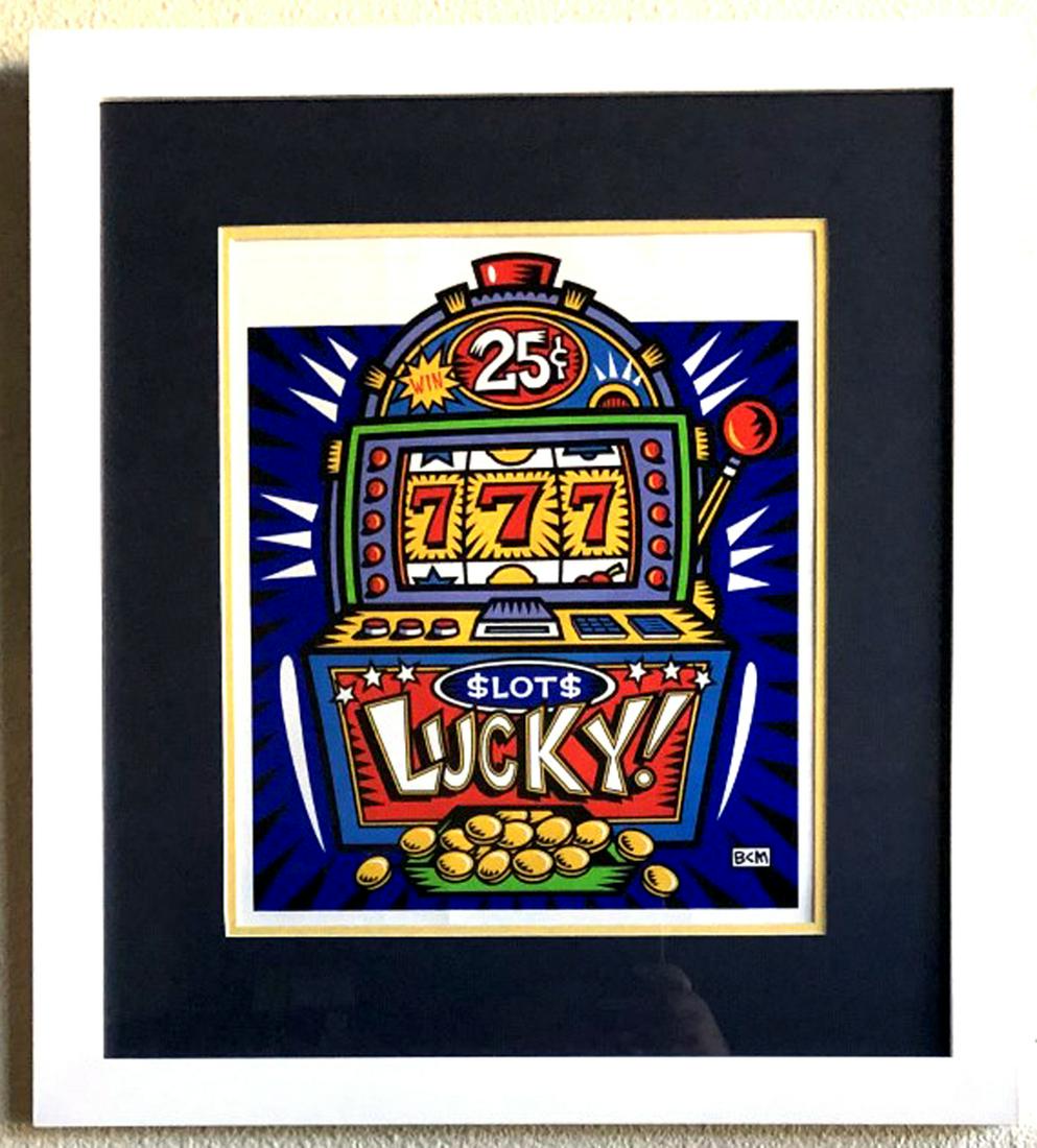Burton Morris - "Slot Machine" Blue Framed Giclee Original Signature (Vault_DNG): Gov. File: M-13917 Burton Morris - Slot Machine" Blue Framed Giclee Original Signature Asset Type: Collectable Shipping: $39.95. Item may require additional shipping charges due to weight or size. "
