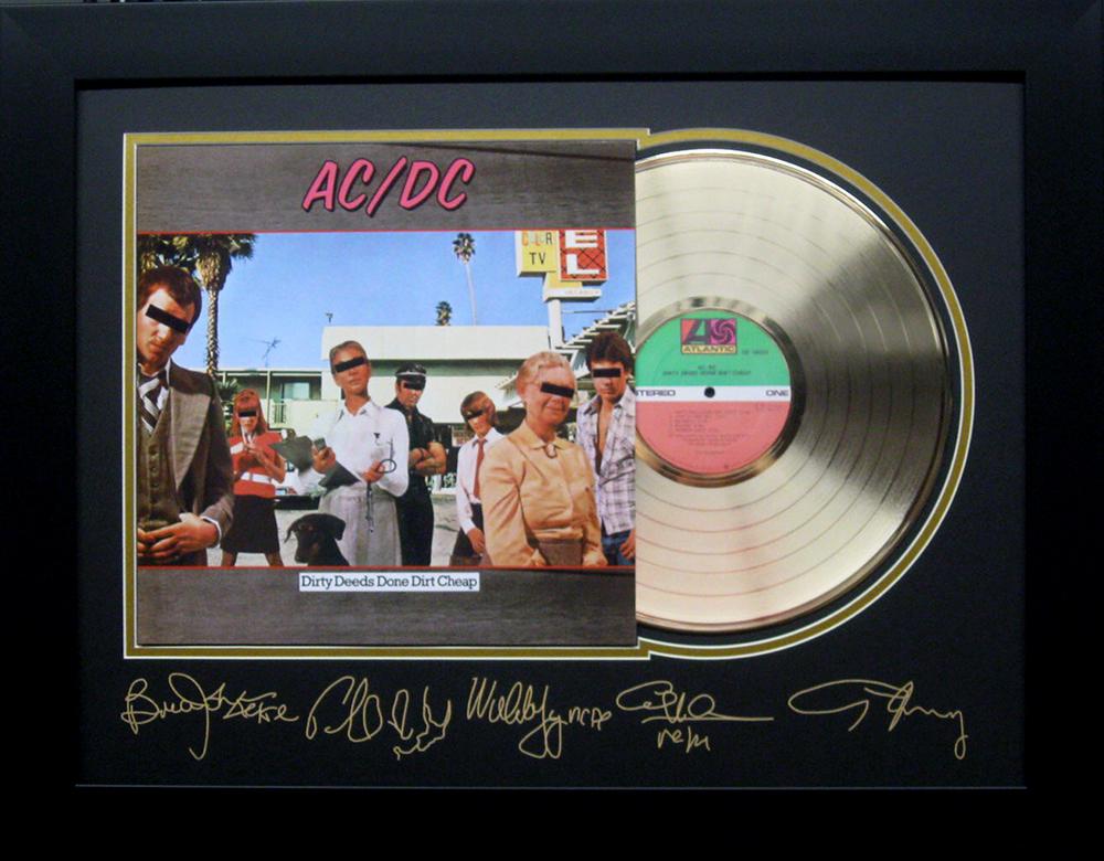 ACDC Dirty Deeds Done Dirt Cheap Album Cover and Gold Record Museum Framed Collage - Plate Signed: Gov. File: M-23003 ACDC Dirty Deeds Done Dirt Cheap Album Cover and Gold Record Museum Framed Collage - Plate Signed Asset Type: CollectableShipping: $39.95. Item may require additional shipping charg