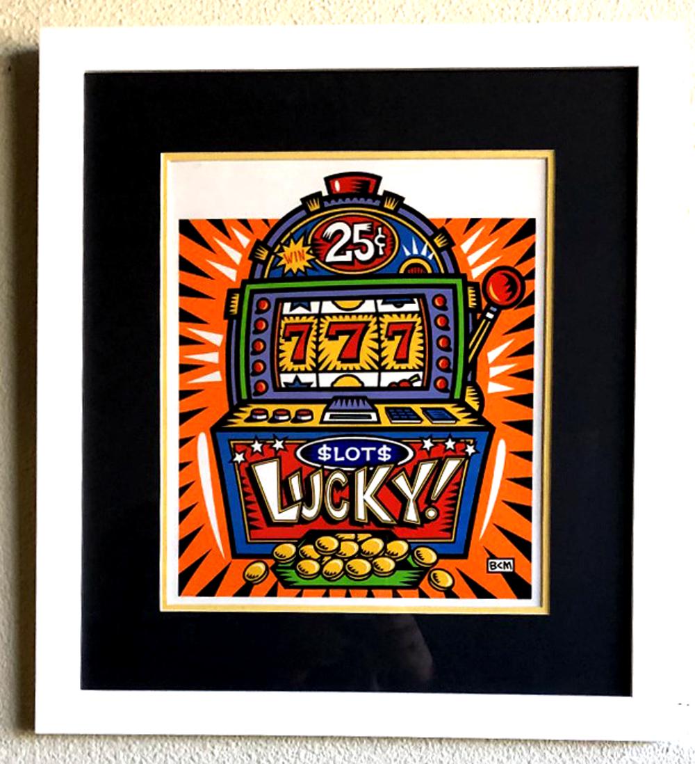 Burton Morris - "Slot Machine" Orange Framed Giclee Original Signature (Vault_DNG): Gov. File: M-14027 Burton Morris - Slot Machine" Orange Framed Giclee Original Signature Asset Type: Collectable Shipping: $39.95. Item may require additional shipping charges due to weight or size. "