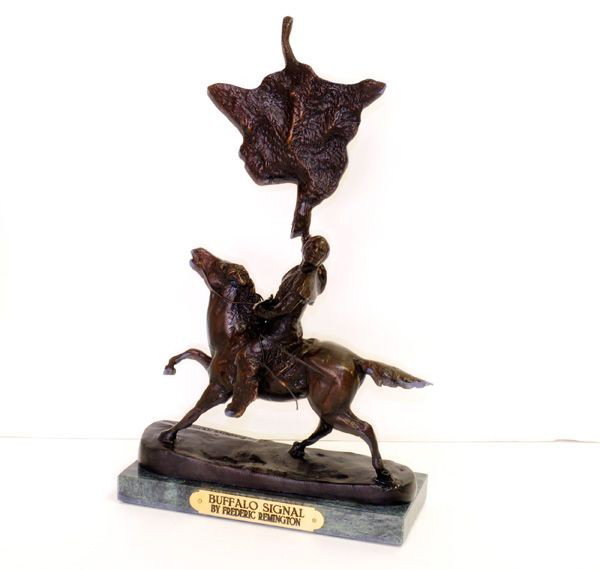 Buffalo Signal- By Frederic Remington- Bronze Reissue: Buffalo Signal- By Frederic Remington- Bronze Reissue - Bid with utmost confidence from GovernmentAuction.com. We have been in business for over 35 years, and pride ourselves on perfect customer servi