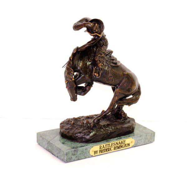 Rattlesnake- By Frederic Remington- Bronze Reissue: Rattlesnake- By Frederic Remington- Bronze Reissue - Bid with utmost confidence from GovernmentAuction.com. We have been in business for over 35 years, and pride ourselves on perfect customer service.