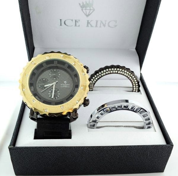 Ice King Blk/Gold (Water Resistant) Men's Watch Set: Ice King Blk/Gold (Water Resistant) Men's Watch Set