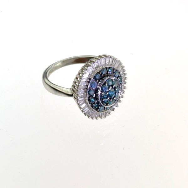 APP: 6k 1CT Diamond Platinum Sterling Silver Ring: 1.05CT Blue Diamond and Diamond Platinum Overlay Sterling Silver Ring - Appraisal Value: $6.0K