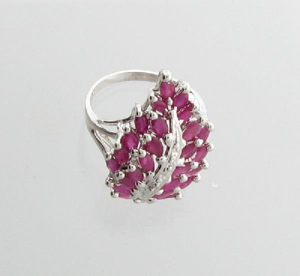 APP: 2k 2.56CT Marquise Cut Ruby & Sterling Silver Ring: 2.56CT Marquise Cut Ruby and Sterling Silver Ring - Appraisal Value: $2.5K