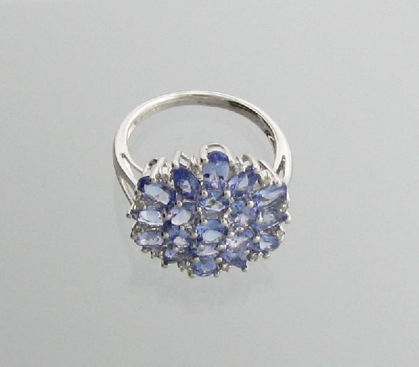 APP: 4k 3CT Tanzanite & Diamond Plat Sterl Silver Ring: 3.37CT Tanzanite and Diamond Platinum Overlay Sterling Silver Ring - Appraisal Value: $4.1K