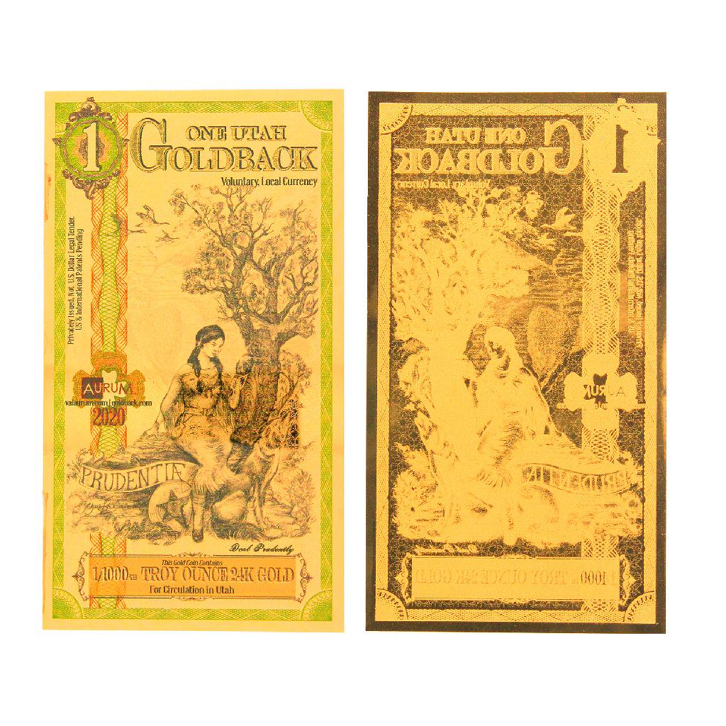 $1 Rare 24K 1/1000 Troy Ounce Gold Aurum Utah Goldback Note: Gov. File: C-90766 $1 Rare 24K 1/1000 Troy Ounce Gold Aurum Utah Goldback Note Asset Type: Paper Money Shipping: $9.95