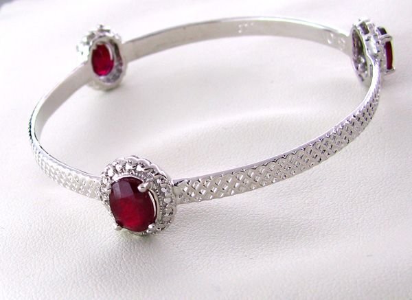 APP: 10.2k 7.24CT Ruby & Sterling Silver Bracelet: 7.24CT Ruby and Sterling Silver Bracelet - Appraisal Value: $10.2K