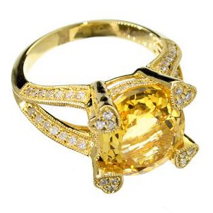 APP: 5k 14kt Gold, 4CT Citrine & Diamond Ring: 14 kt. Gold, 4.75CT Oval Cut Citrine and 0.52CT Diamond Ring - Appraisal Value: $5.3K