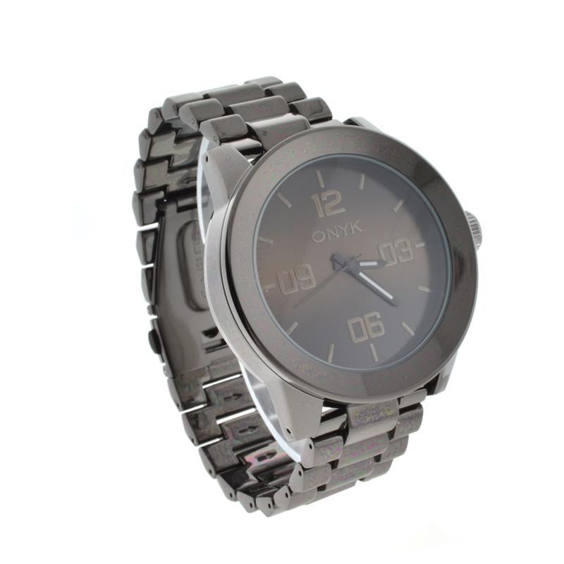 New Onyk Stainless Steel Back, Black Metal Band, Water Resistant Watch: Gov. File: H-03581 New Onyk Stainless Steel Back, Black Metal Band, Water Resistant Watch Asset Type: Onyk WatchShipping: $19.95
