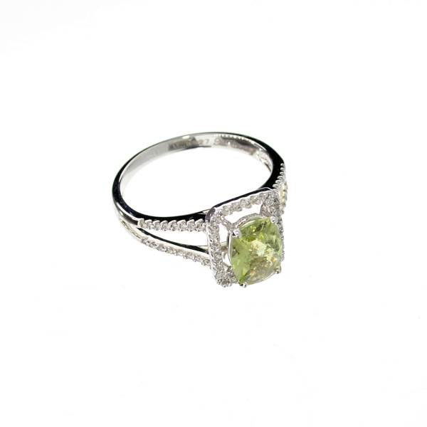 APP: 3k 18kt White Gold 1CT Tourmaline & Diamond Ring: 18 kt. White Gold, 1.19CT Oval Cut Green Tourmaline and 0.89CT Diamond Ring - Appraisal Value: $3.4K