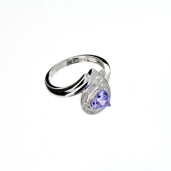 APP: 2k 2CT Tanzanite & Diamond Plat Sterl Silver Ring: 2.61CT Tanzanite and Diamond Platinum Overlay Sterling Silver Ring - Appraisal Value: $2.9K