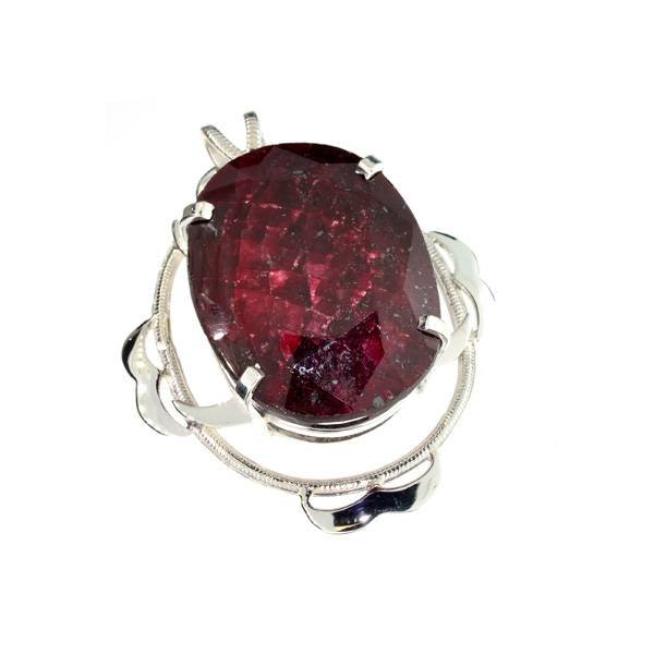APP: 14k Sebastian 235CT Oval Cut Ruby & Silver Pendant: Designer Sebastian 235.65CT Oval Cut Ruby and Sterling Silver Pendant - Appraisal Value: $14.6K