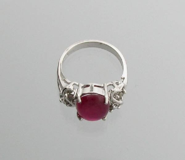 APP: 4.7k 3.26CT Ruby w/Diamond & Sterling Silver Ring: 3.26CT Ruby W/Diamond and Sterling Silver Ring - Appraisal Value: $4.6K