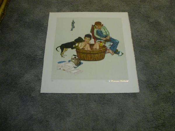 Norman Rockwell Lithograph - Lickin' Good Bath: Norman Rockwell Lithograph - Lickin' Good Bath ==