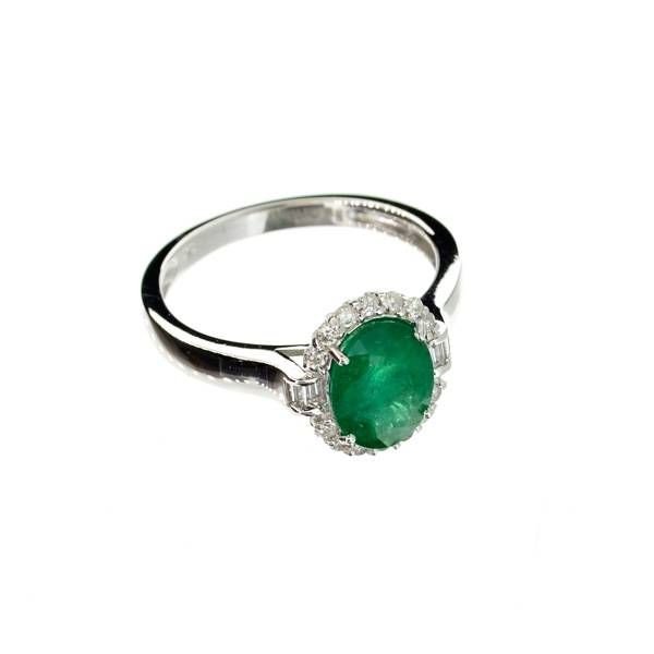 APP: 6k 14kt White Gold, 1CT Emerald & Diamond Ring: 14 kt. White Gold, 1.60CT Oval Cut Emerald and Diamond Ring - Appraisal Value: $6.1K