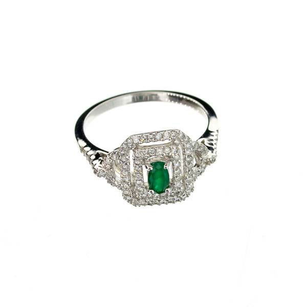 APP: 4k 14kt White Gold, Oval Emerald & Diamond Ring: 14 kt. White Gold, 0.22CT Oval Cut Emerald and Diamond Ring - Appraisal Value: $4.6K