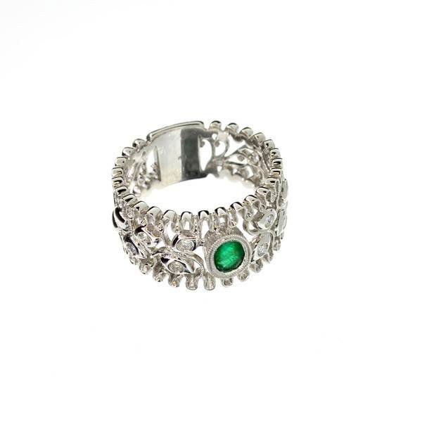 APP: 7k 14kt White Gold, Oval Emerald & Diamond Ring: 14 kt. White Gold, 0.32CT Oval Cut Emerald and Diamond Ring - Appraisal Value: $7.3K