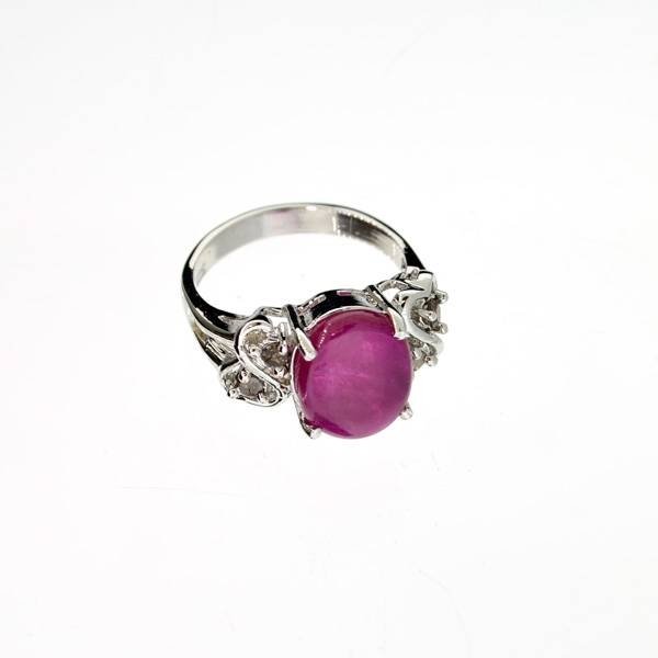 APP: 4.6k 3.19CT Ruby w/Diamond & Sterling Silver Ring: 3.19CT Ruby W/Diamond and Sterling Silver Ring - Appraisal Value: $4.5K