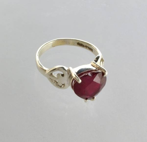 APP: 4k Sebastian 4CT Heart Cut Ruby & Silver Ring: Designer Sebastian 4.83CT Heart Cut Ruby and Sterling Silver Ring - Appraisal Value: $4.0K