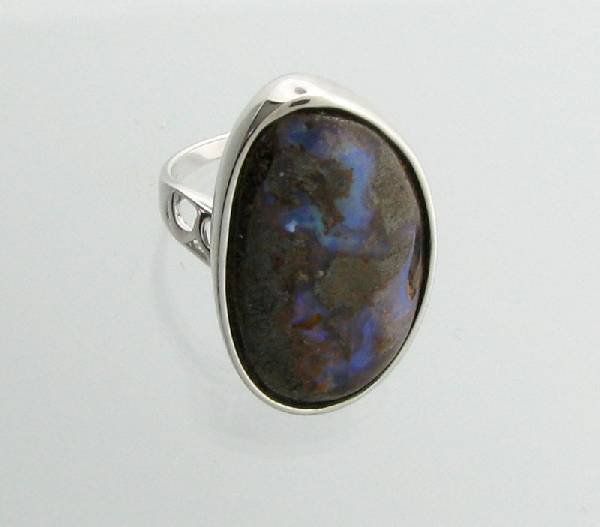 APP: 9.8k 4.99CT Boulder Opal & Sterling Silver Ring: 4.99CT Boulder Opal ans Sterling Silver Ring - Appraisal Value: $9.7K