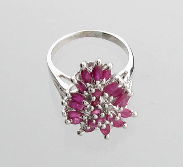 APP: 3k 2.30CT Marquise Cut Ruby & Sterling Silver Ring: 2.30CT Marquise Cut Ruby and Sterling Silver Ring - Appraisal Value: $3.9K