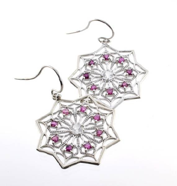 APP: 1k 1CT Round Cut Topaz Ruby & Silver Earrings: 1.50CT Round Cut Topaz Ruby and Sterling Silver Earrings - Appraisal Value: $1.6K